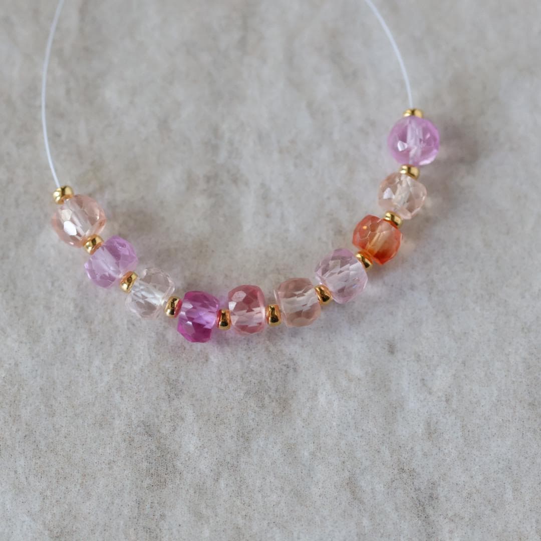 5mm Padparadscha Sapphire Beads Pastel Pink Peach Rondelle 10 PCs Faceted Genuine Gemstone Beads Jewelry Making Gift September Birthstone