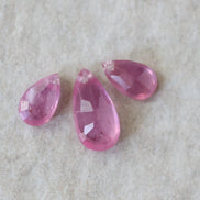 Pink Ruby Beads Faceted Briolettes Top Center Drilled 3 PCs 9-14mm Drops Gemstone for DIY Jewelry Making