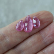 Pink Ruby Beads Faceted Briolettes Top Center Drilled 3 PCs 9-14mm Drops Gemstone for DIY Jewelry Making