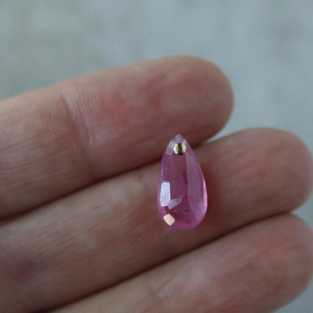 Pink Ruby Beads Faceted Briolettes Top Center Drilled 3 PCs 9-14mm Drops Gemstone for DIY Jewelry Making