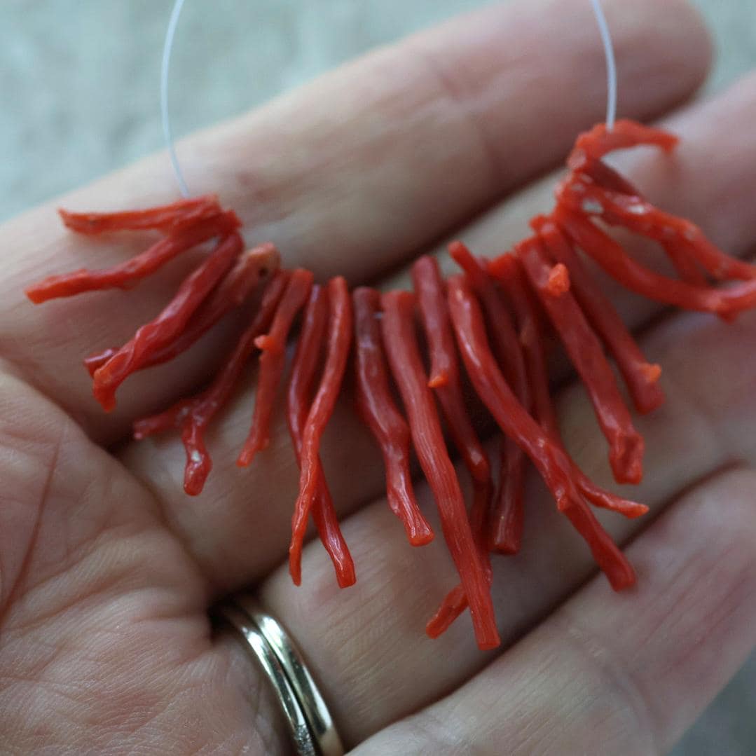 Natural Italian Coral Stick Beads Fancy Tubes Genuine Raw Red Coral Beads Red Gemstone Beads for Jewelry Making Gift for crafter