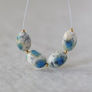 Genuine K2 Jasper Beads Smooth Oval Azurite in Granite Natural Gemstone For DIY Jewelry Making Supplies