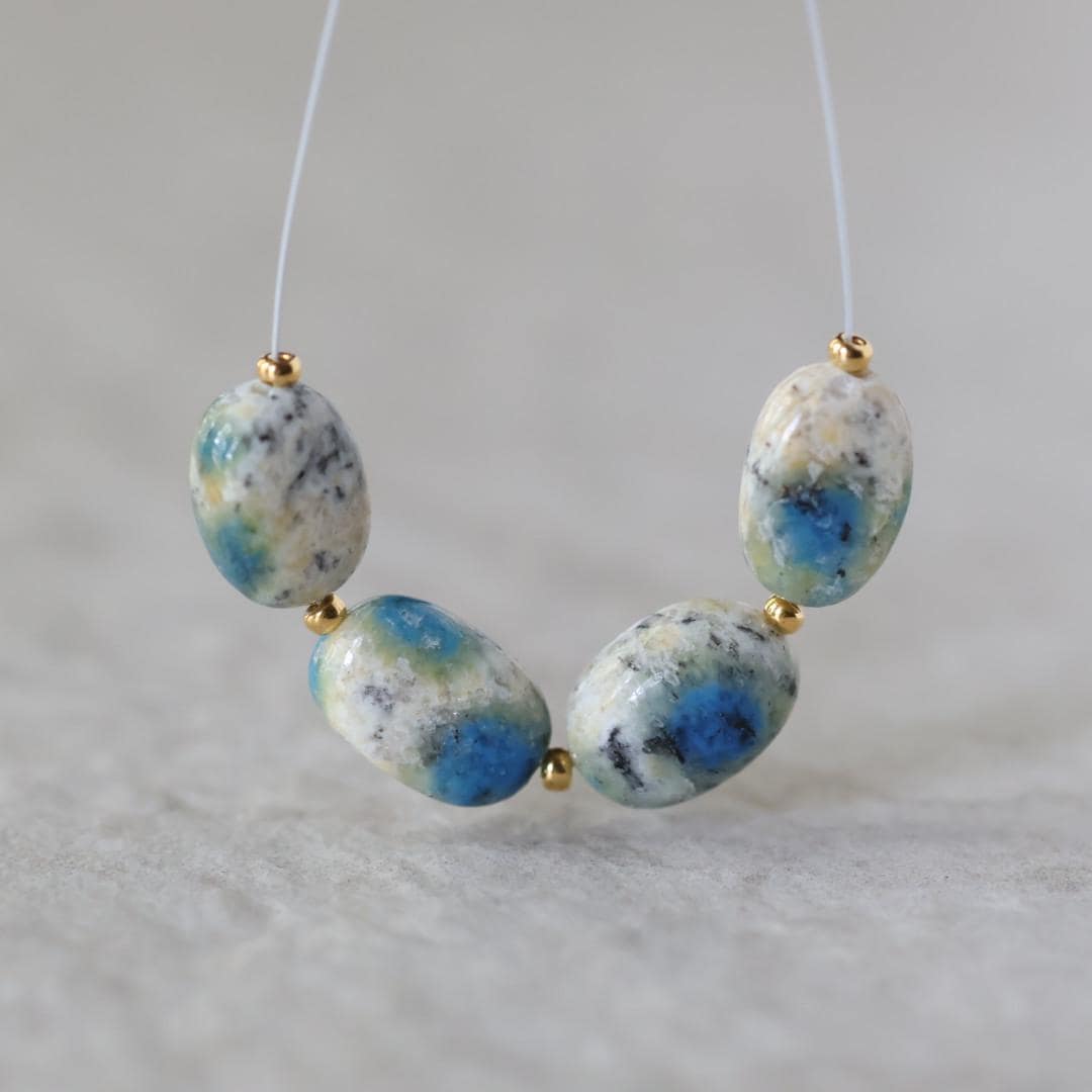 Genuine K2 Jasper Beads Smooth Oval Azurite in Granite Natural Gemstone For DIY Jewelry Making Supplies