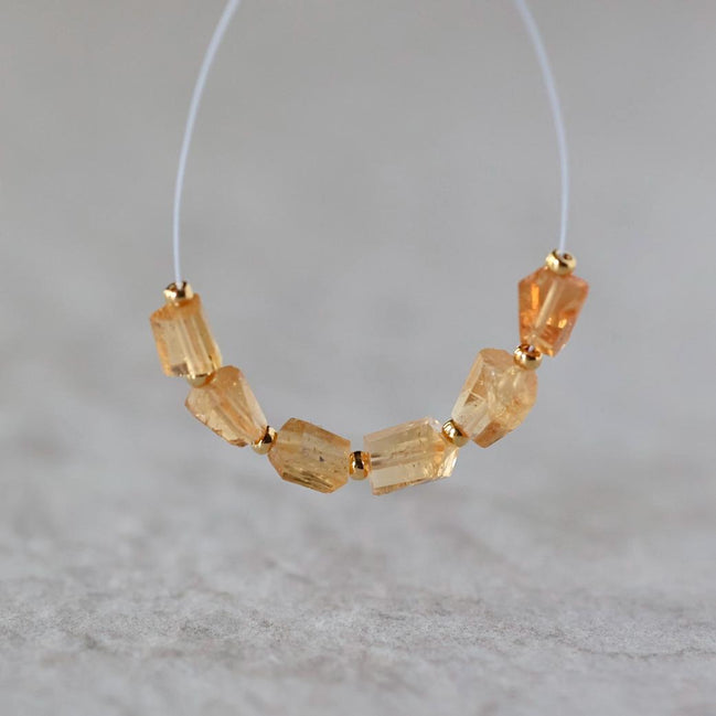 Tiny Natural Brazilian Imperial Topaz Nugget Beads Slices Chunks 6 Pcs Yellow Gemstone for DIY Jewelry Making Earrings Supplies