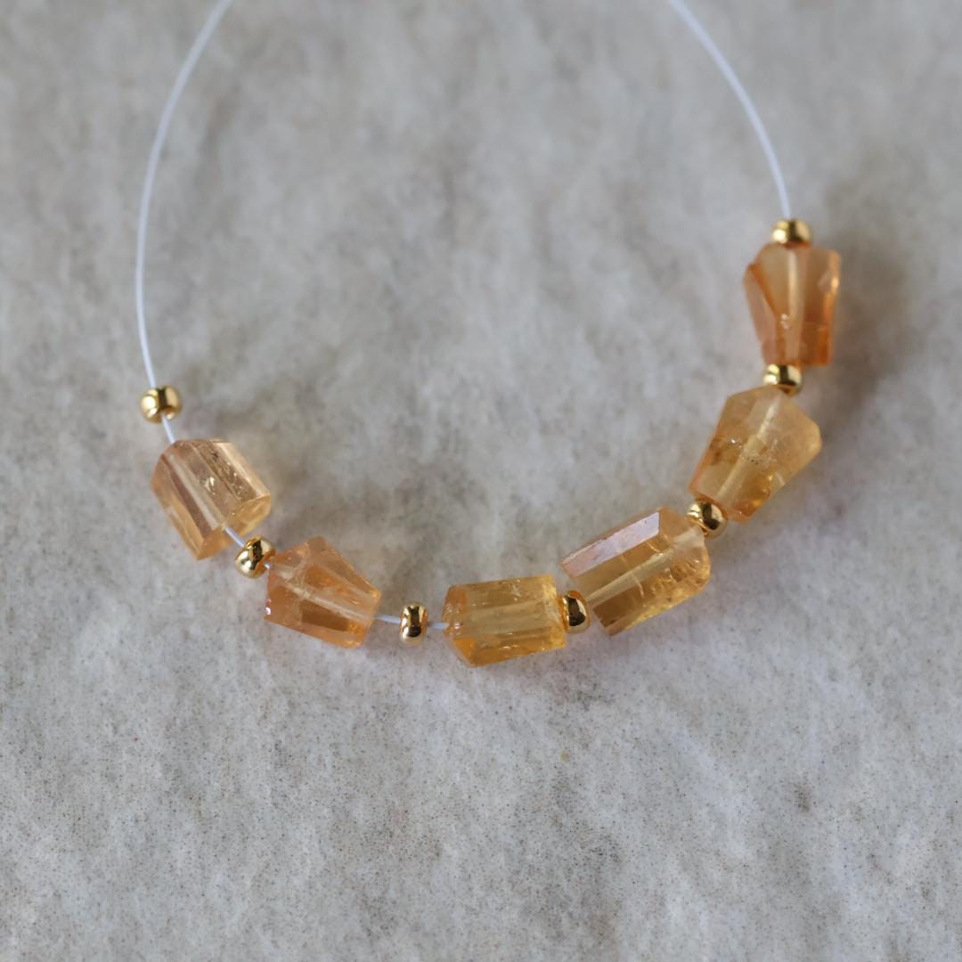 Tiny Natural Brazilian Imperial Topaz Nugget Beads Slices Chunks 6 Pcs Yellow Gemstone for DIY Jewelry Making Earrings Supplies
