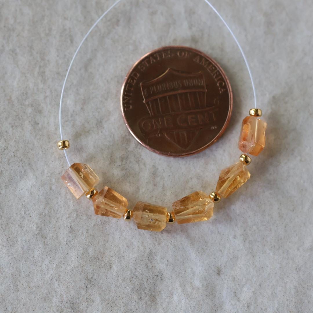 Tiny Natural Brazilian Imperial Topaz Nugget Beads Slices Chunks 6 Pcs Yellow Gemstone for DIY Jewelry Making Earrings Supplies