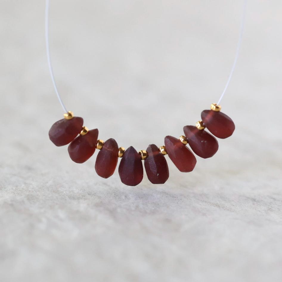 6mm Matte Mozambique Garnet Briolette Beads Smooth 8 Pcs Natural Gemstone DIY Jewelry Making Earrings Necklace January Birthstone