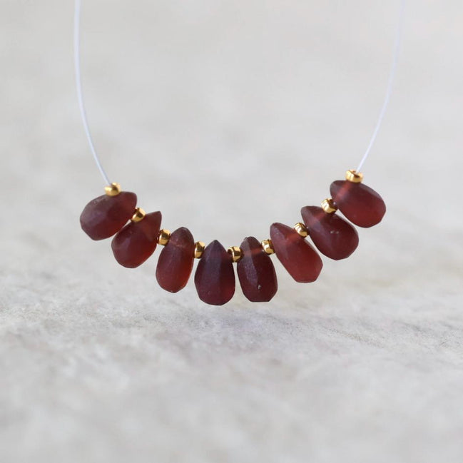 6mm Matte Mozambique Garnet Briolette Beads Smooth 8 Pcs Natural Gemstone DIY Jewelry Making Earrings Necklace January Birthstone