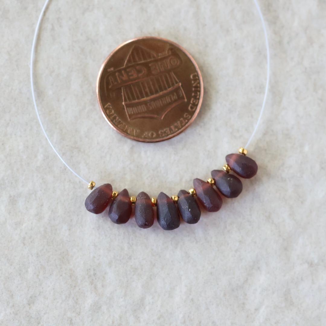6mm Matte Mozambique Garnet Briolette Beads Smooth 8 Pcs Natural Gemstone DIY Jewelry Making Earrings Necklace January Birthstone