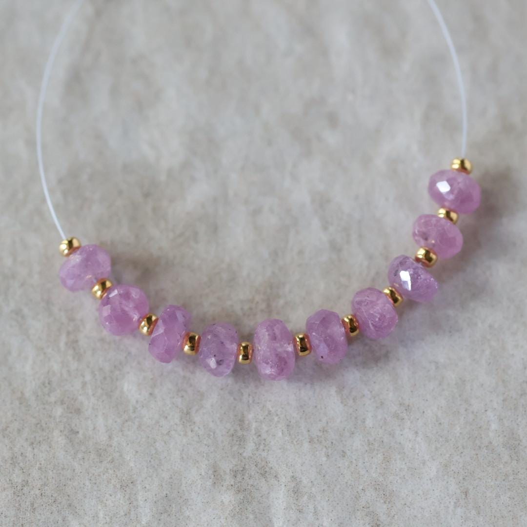 5mm Natural AAA Myanmar Pink Sapphire Beads Faceted Rondelle 10 PCs Gemstone for DIY Jewelry Making Supplies