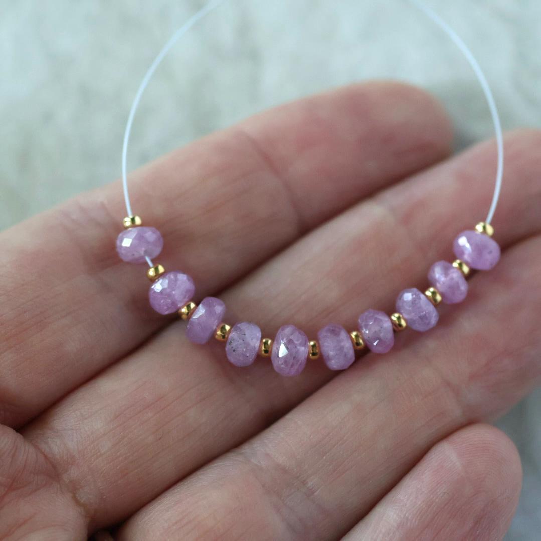 5mm Natural AAA Myanmar Pink Sapphire Beads Faceted Rondelle 10 PCs Gemstone for DIY Jewelry Making Supplies