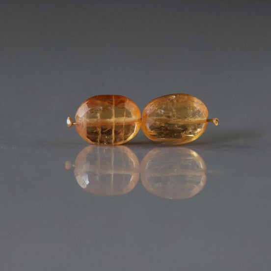 Natural Imperial Topaz Oval Beads Faceted 2 Pcs Natural Gemstone Beads for DIY Jewelry Making Earrings Pendants November Birthstone