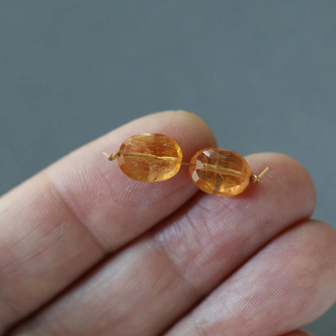 Natural Imperial Topaz Oval Beads Faceted 2 Pcs Natural Gemstone Beads for DIY Jewelry Making Earrings Pendants November Birthstone