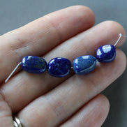AAA Lapis lazuli Nugget Beads Chunks Lapis Pebble 4 Pieces Freeform Chunks Rough Gemstone Beads Jewelry Making Beading Craft Gift Beads