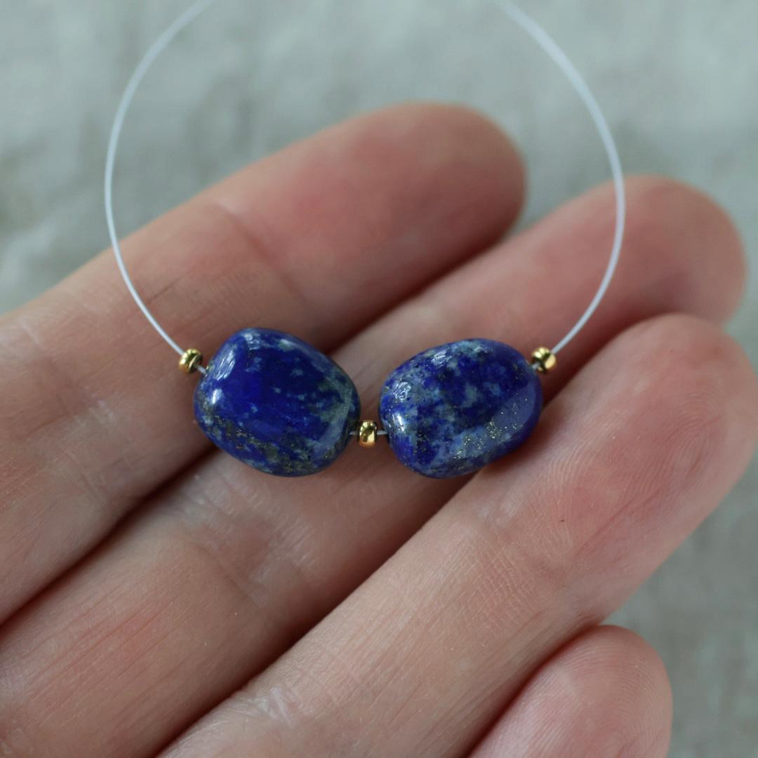 Lapis Lazuli Nugget Beads – Natural Pebble Gemstone - 4 pcs