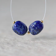 Lapis Lazuli Nugget Beads – Natural Pebble Gemstone - 4 pcs
