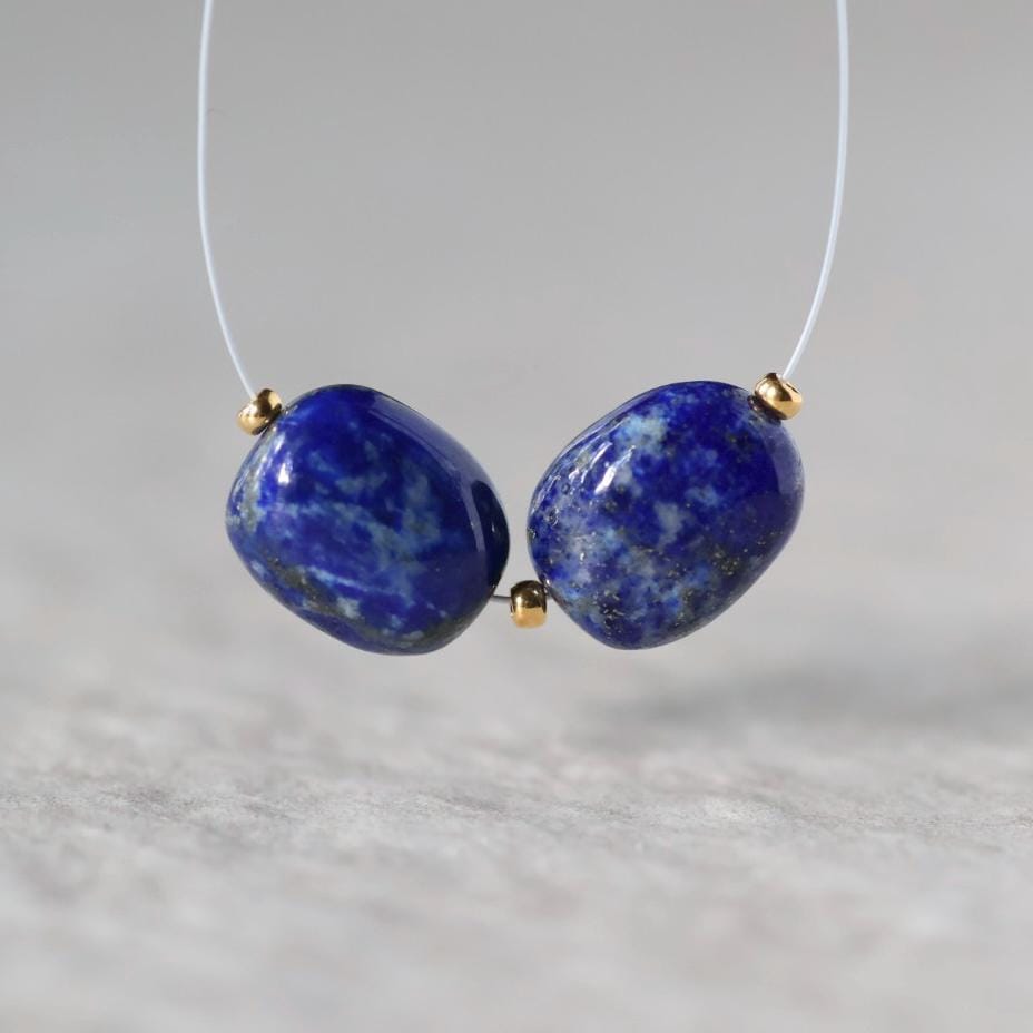 Lapis Lazuli Nugget Beads – Natural Pebble Gemstone - 4 pcs