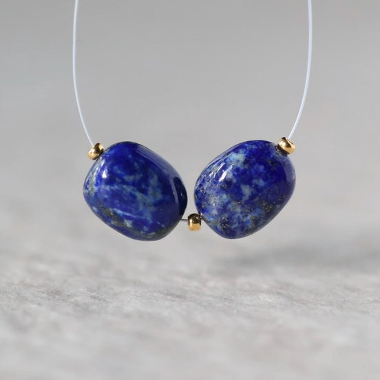 Lapis Lazuli Nugget Beads – Natural Pebble Gemstone - 4 pcs