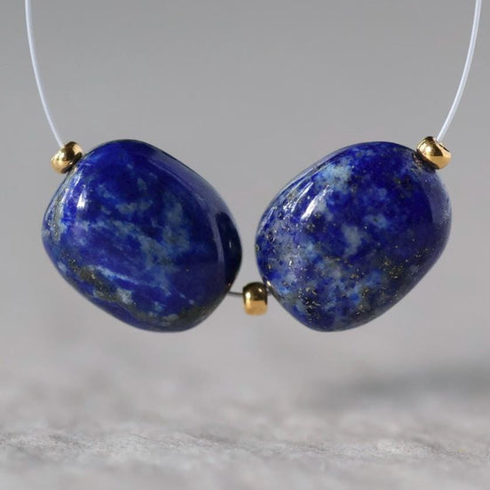 Lapis Lazuli Nugget Beads – Natural Pebble Gemstone - 4 pcs