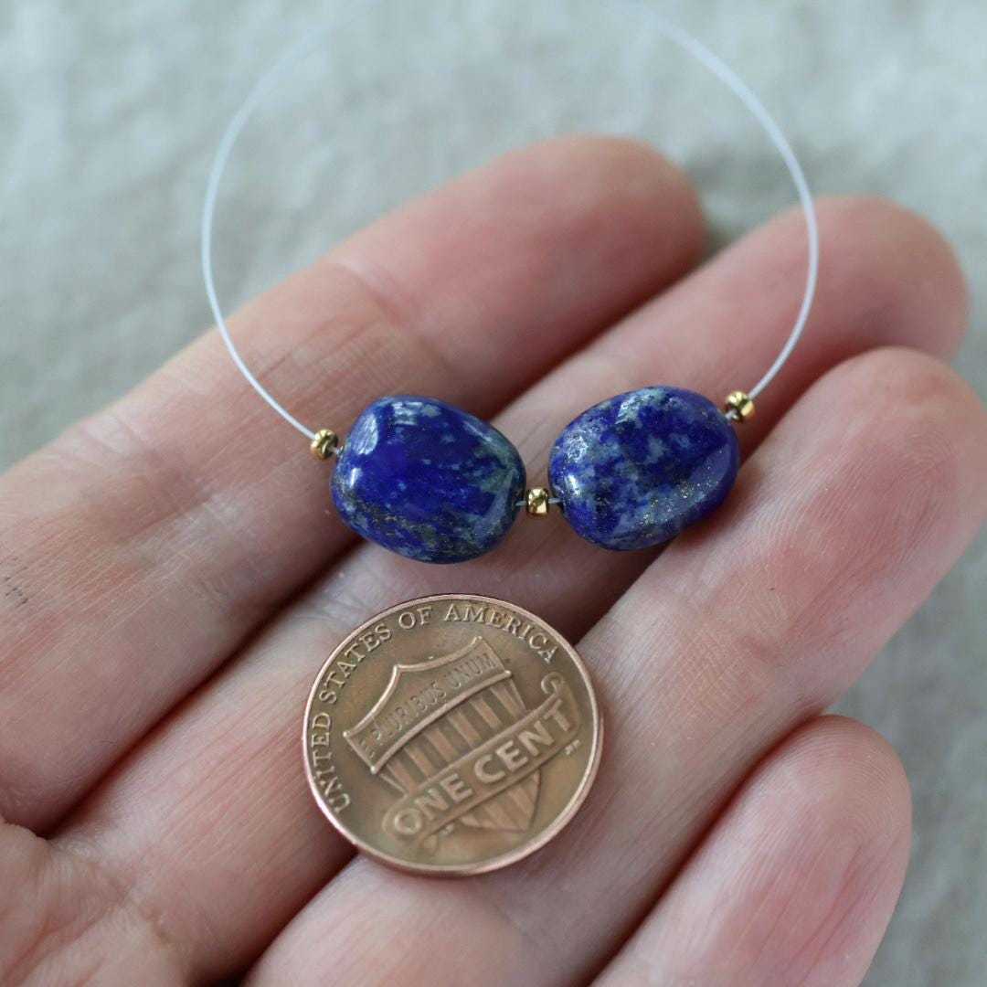 Lapis Lazuli Nugget Beads – Natural Pebble Gemstone - 4 pcs