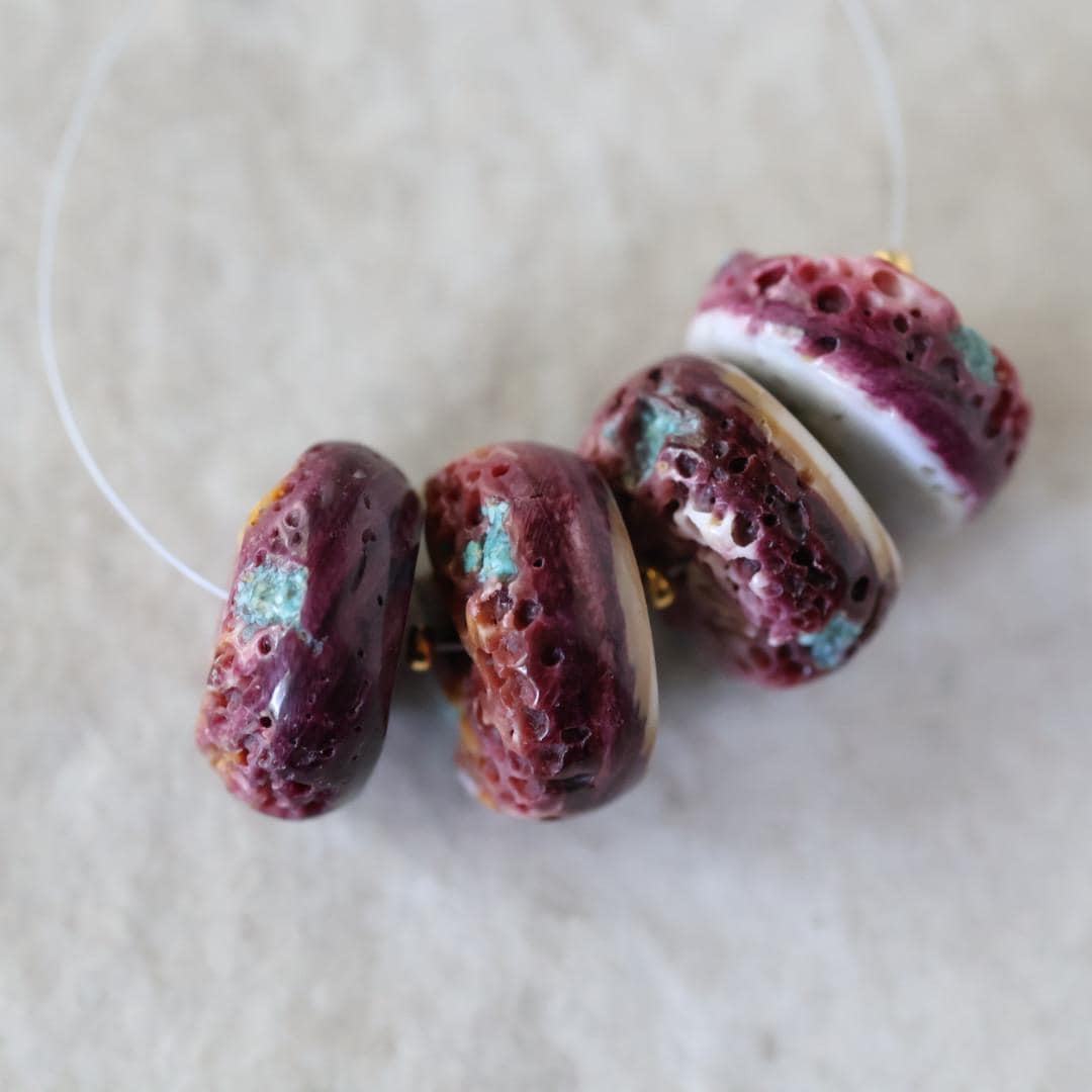Large 17mm Purple Spiny Oyster Bead with Turquoise Inlay Heishi Beads Natural Shell for DIY Jewelry Making Supplies
