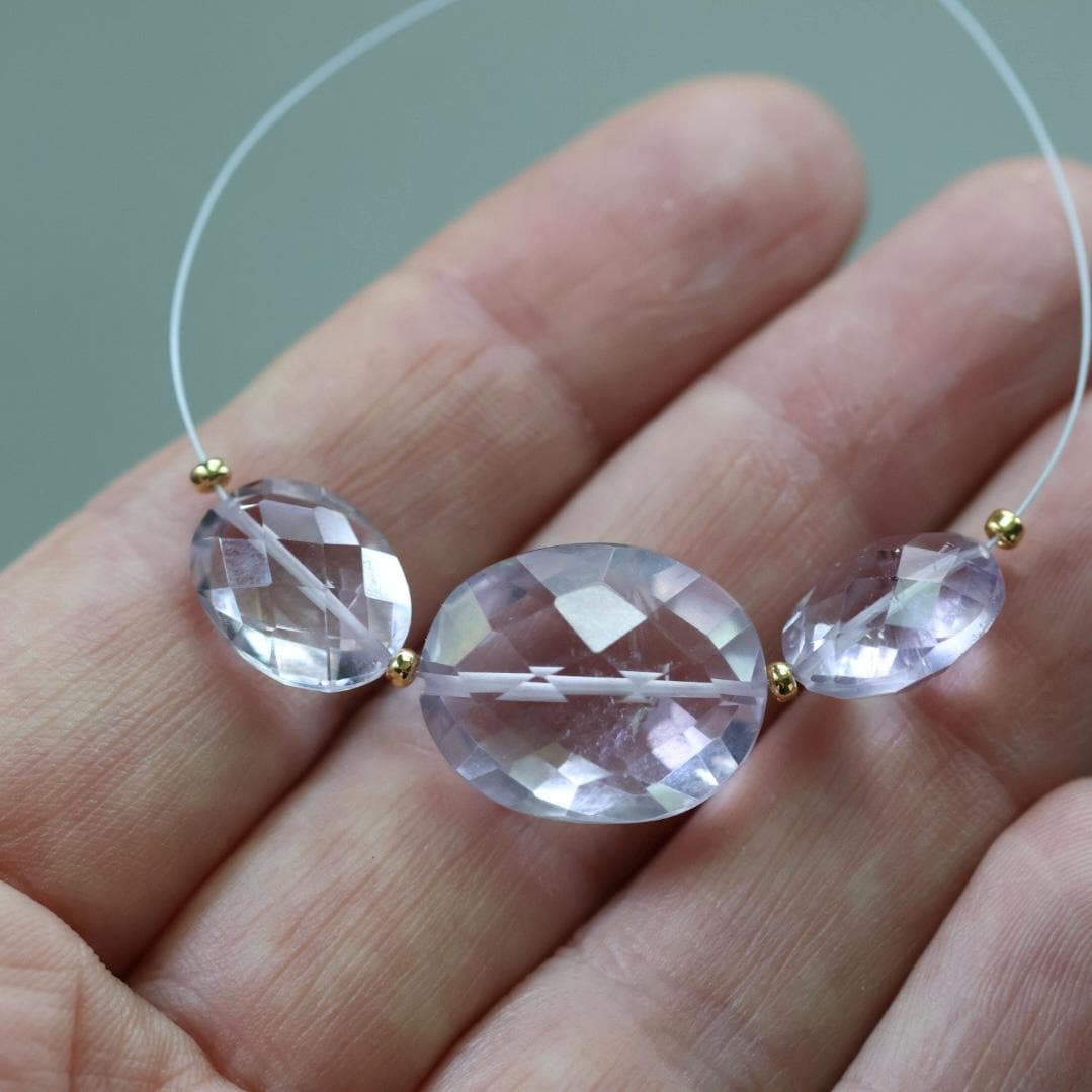 Large Natural Pink Amethyst Oval Beads Faceted 10-14mm Natural Gemstone for DIY Jewelry Making Supplies