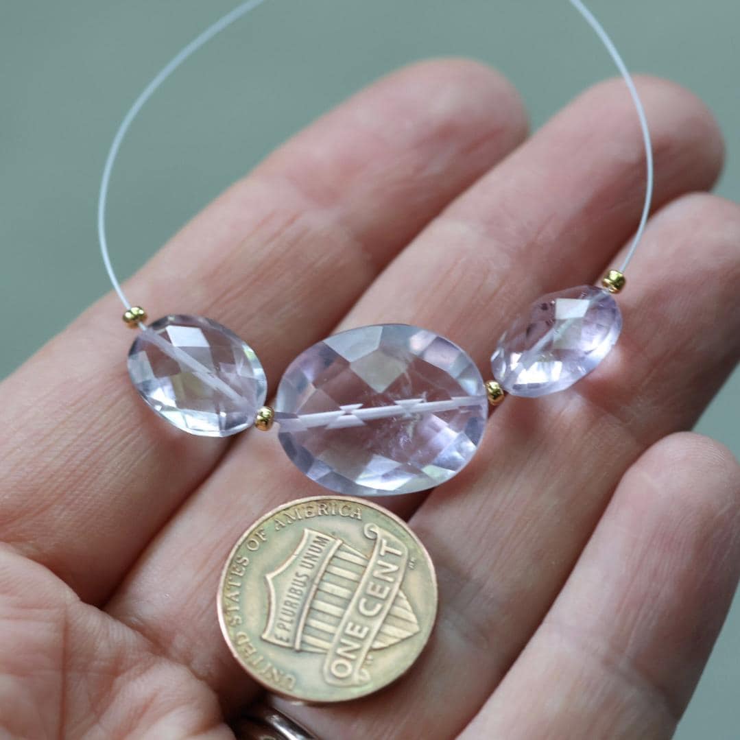 Large Natural Pink Amethyst Oval Beads Faceted 10-14mm Natural Gemstone for DIY Jewelry Making Supplies