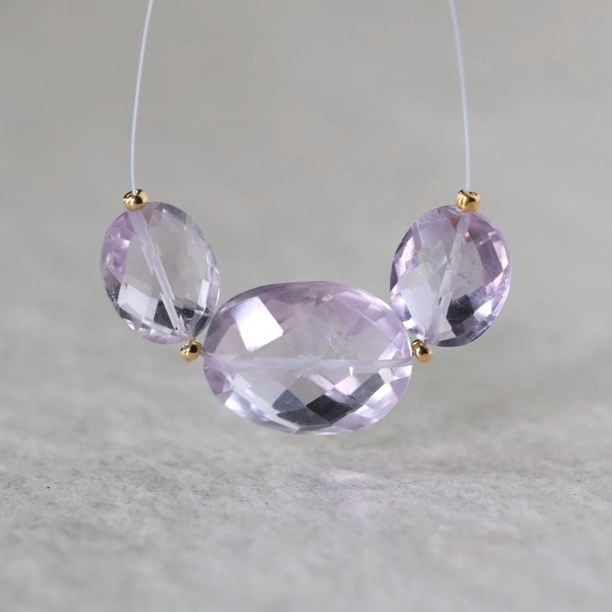 Large Natural Pink Amethyst Oval Beads Faceted 10-14mm Natural Gemstone for DIY Jewelry Making Supplies