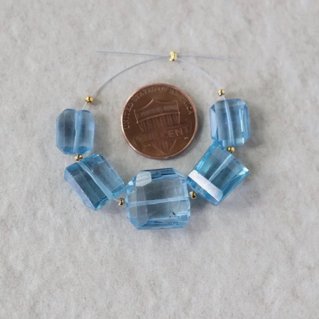 Large Swiss Blue Topaz Beads Nuggets Faceted Chunks Stones 11-16mm x 9-14mm Gemstone for DIY Jewelry Making