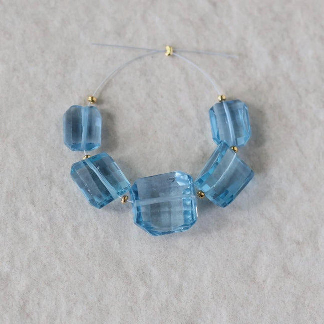 Large Swiss Blue Topaz Beads Nuggets Faceted Chunks Stones 11-16mm x 9-14mm Gemstone for DIY Jewelry Making
