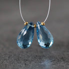 Large Swiss Blue Topaz Briolette Beads Faceted 16mm x 9mm Onion Drop Gemstone for DIY Jewelry Making Supplies Earrings