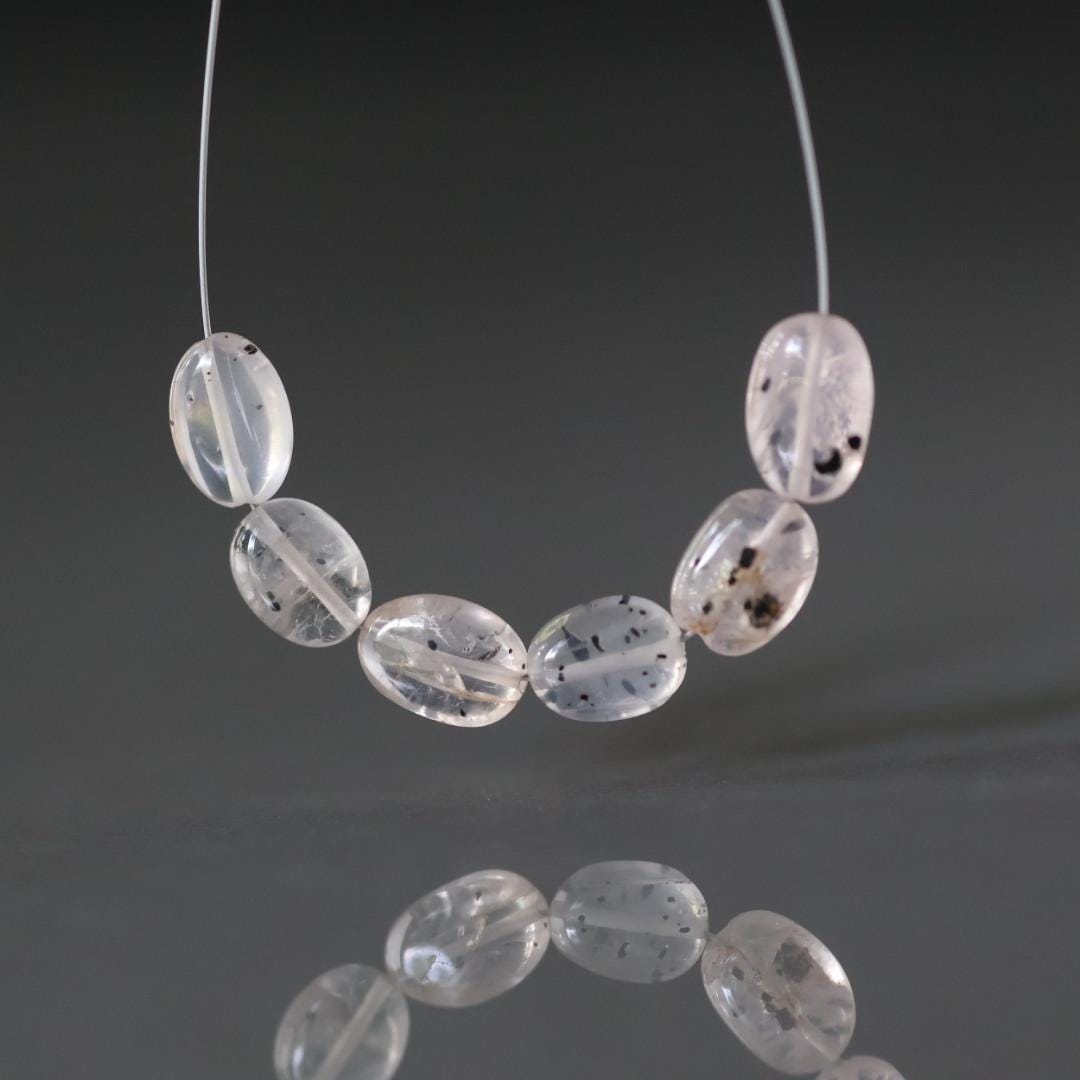 Lepidocrocite in Quartz Oval Beads Smooth 6x8mm 6 Pcs Natural Gemstone DIY Jewelry Making Earrings Necklace January Birthstone