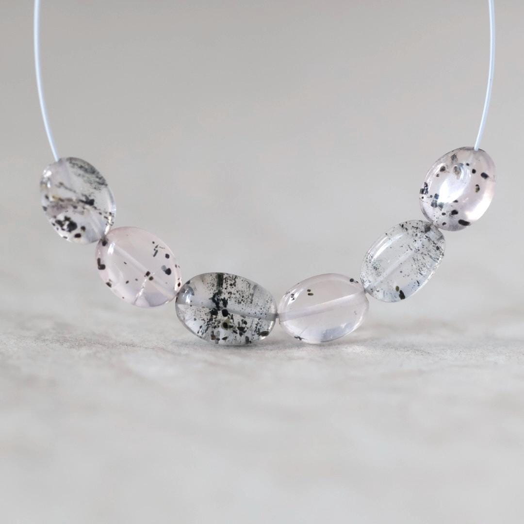 Lepidocrocite in Quartz Oval Beads Smooth 6x8mm 6 Pcs Natural Gemstone DIY Jewelry Making Earrings Necklace January Birthstone