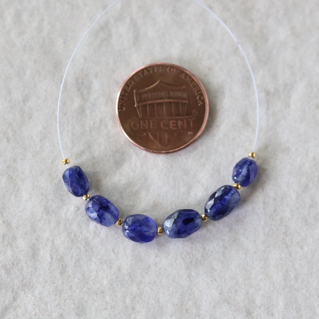 Madagascar Blue Sapphire Beads Oval Faceted 5x7mm Nugget Stone Chunk Gemstone Bead for Jewelry Making Beading Craft Gift Bead