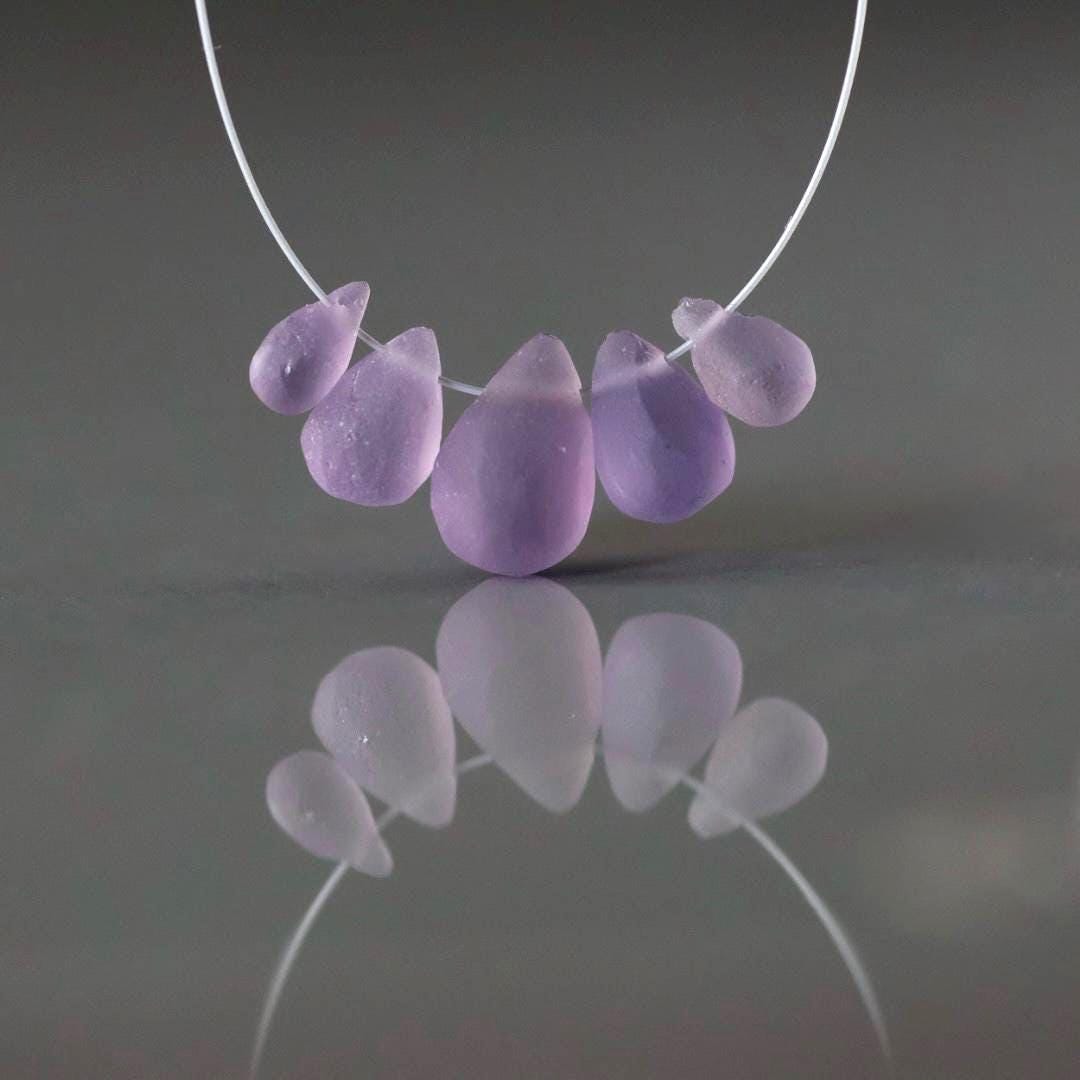 Matte Amethyst Briolette Beads – Smooth Teardrop Natural Gemstone