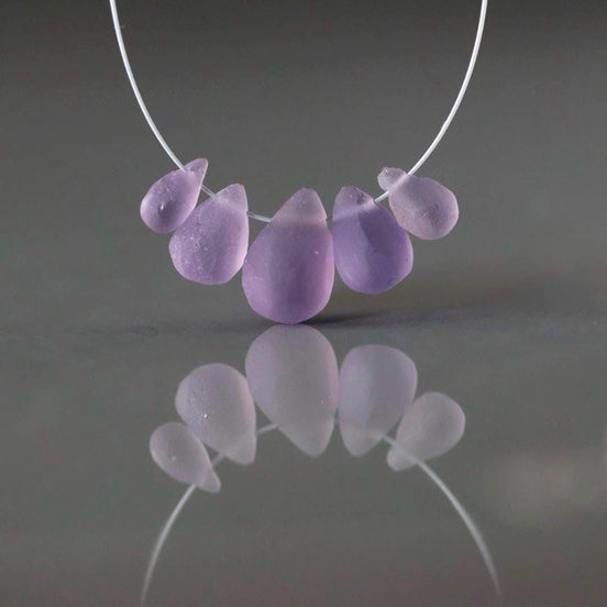 Matte Amethyst Briolette Beads – Smooth Teardrop Natural Gemstone