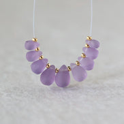 Matte Amethyst Briolette Beads – Smooth Teardrop Natural Gemstone