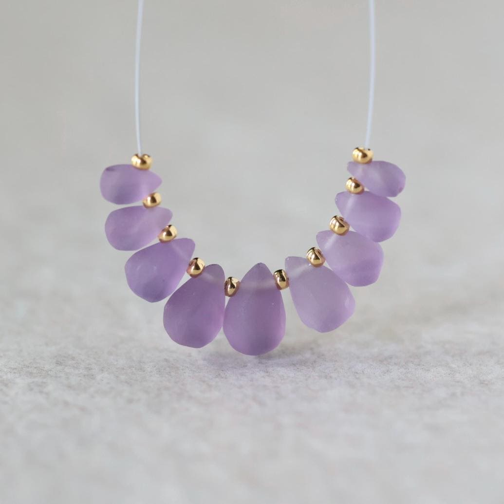 Matte Amethyst Briolette Beads – Smooth Teardrop Natural Gemstone