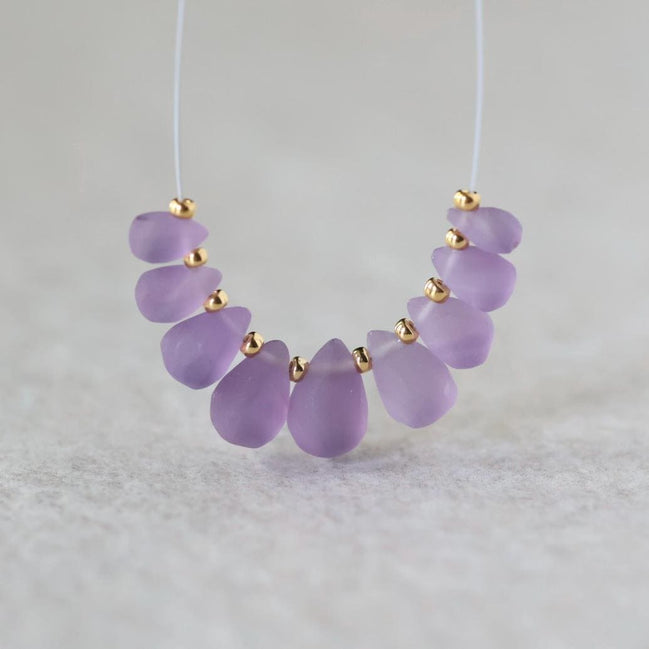 Matte Amethyst Briolette Beads – Smooth Teardrop Natural Gemstone