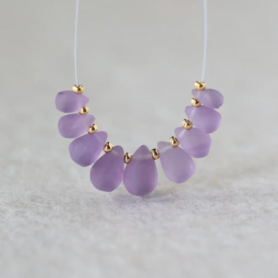 Matte Amethyst Briolette Beads – Smooth Teardrop Natural Gemstone