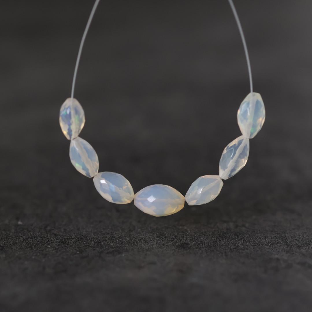Milky Ethiopian Opal Barrel Beads Faceted Natural Disco Welo Opal Genuine Bead Oval For DIY Jewelry Making Earrings Gift October Birthstone