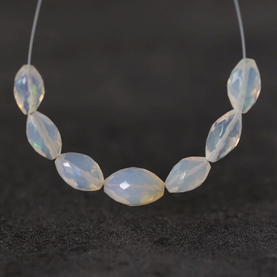 Milky Ethiopian Opal Barrel Beads Faceted Natural Disco Welo Opal Genuine Bead Oval For DIY Jewelry Making Earrings Gift October Birthstone