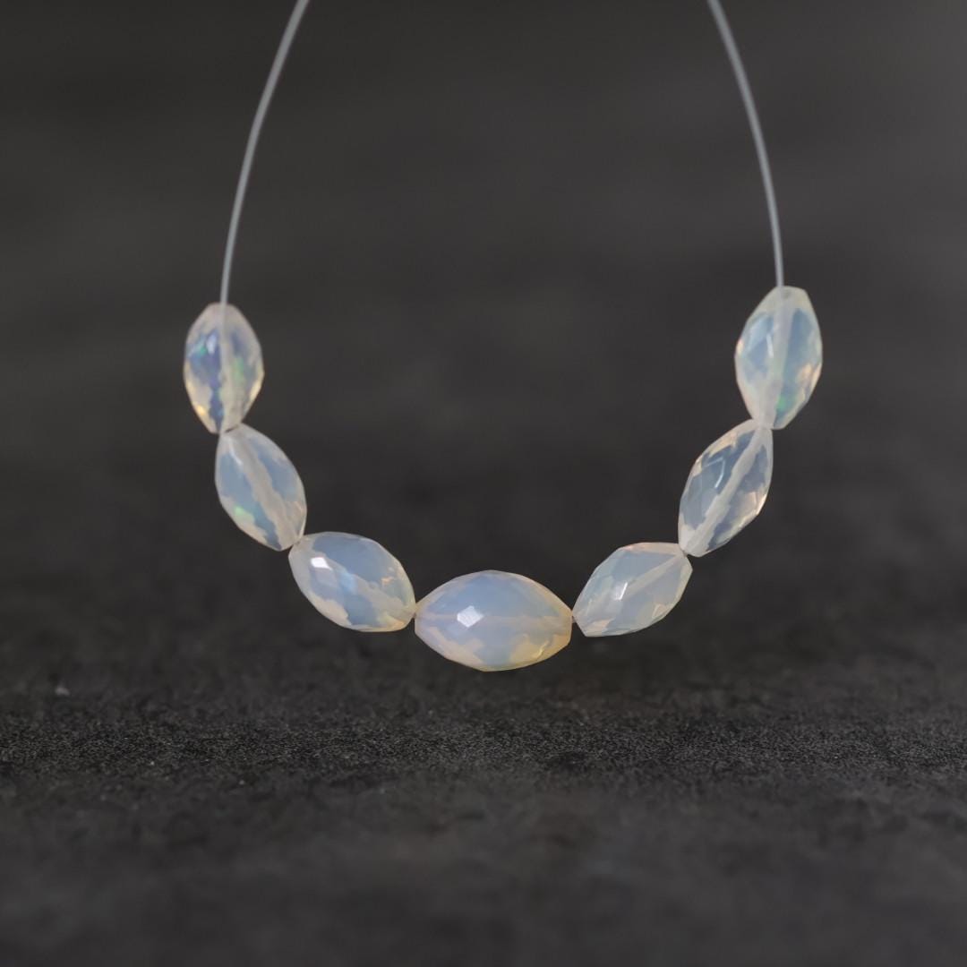 Milky Ethiopian Opal Barrel Beads Faceted Natural Disco Welo Opal Genuine Bead Oval For DIY Jewelry Making Earrings Gift October Birthstone