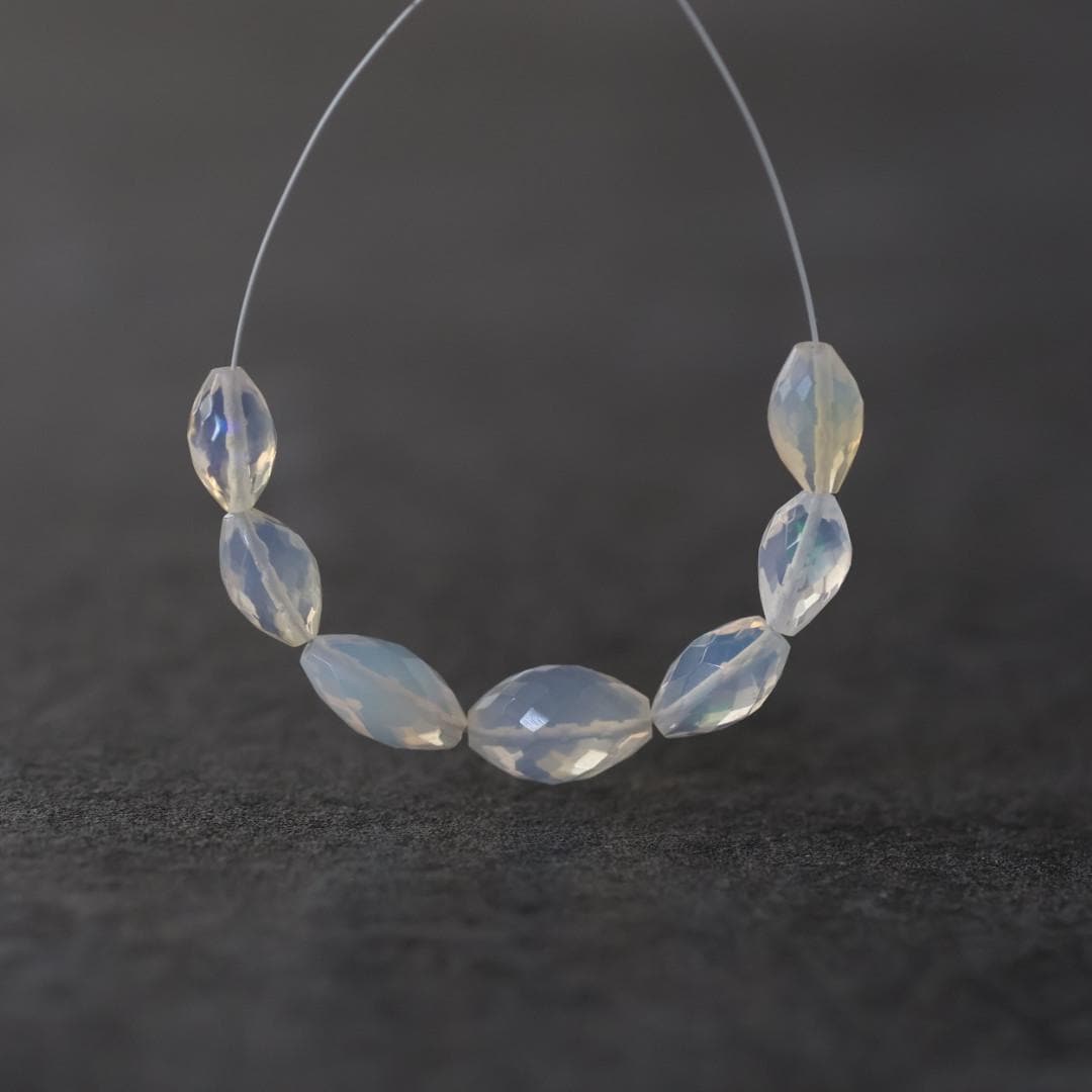 Milky Ethiopian Opal Barrel Beads Faceted Natural Disco Welo Opal Genuine Bead Oval For DIY Jewelry Making Earrings Gift October Birthstone