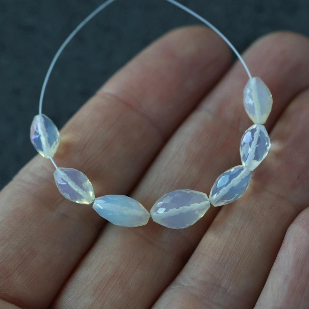 Milky Ethiopian Opal Barrel Beads Faceted Natural Disco Welo Opal Genuine Bead Oval For DIY Jewelry Making Earrings Gift October Birthstone