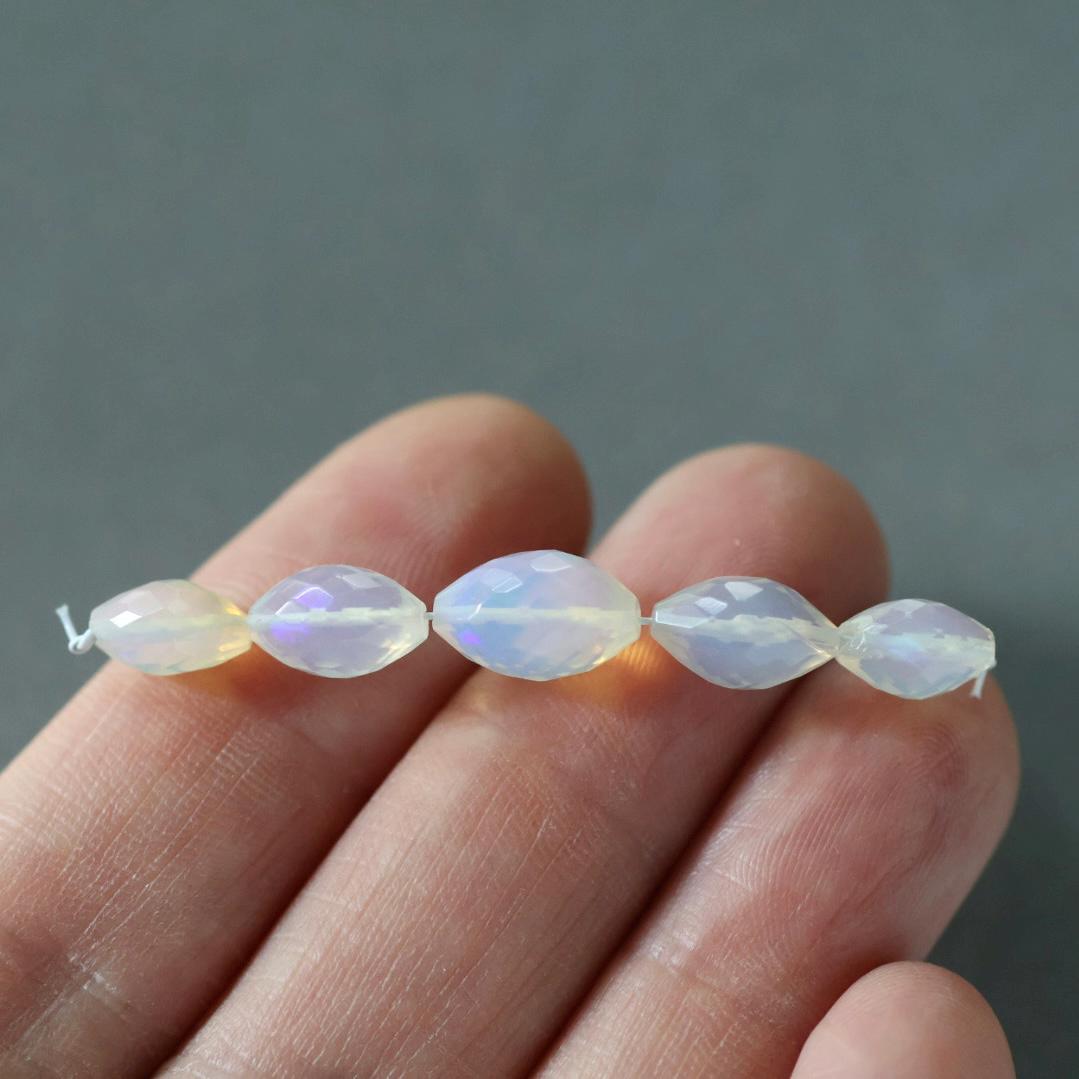Milky Ethiopian Opal Barrel Beads Faceted Natural Disco Welo Opal Genuine Bead Oval For DIY Jewelry Making Earrings Gift October Birthstone
