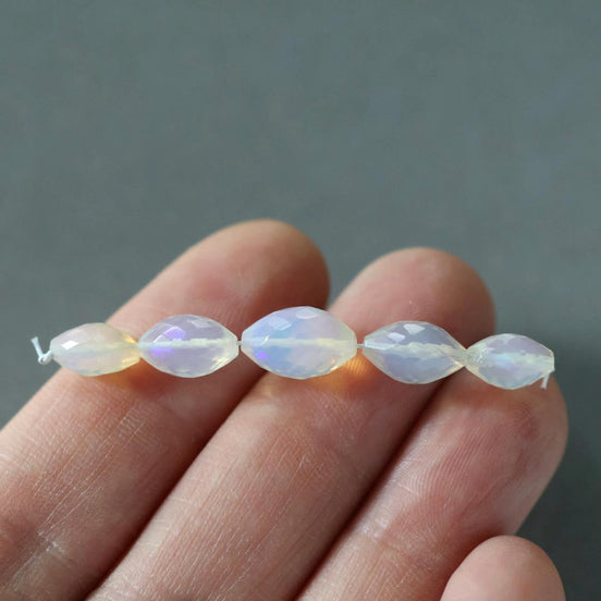 Milky Ethiopian Opal Barrel Beads Faceted Natural Disco Welo Opal Genuine Bead Oval For DIY Jewelry Making Earrings Gift October Birthstone