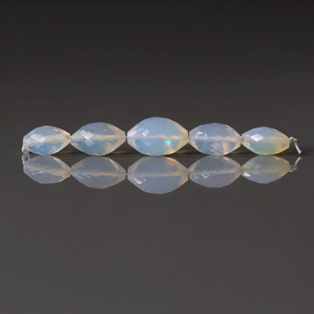 Milky Ethiopian Opal Barrel Beads Faceted Natural Disco Welo Opal Genuine Bead Oval For DIY Jewelry Making Earrings Gift October Birthstone