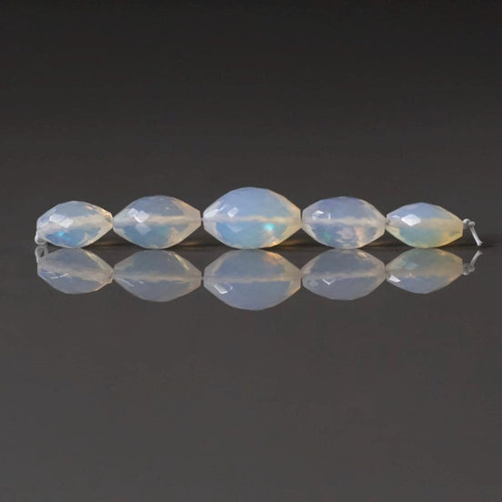 Milky Ethiopian Opal Barrel Beads Faceted Natural Disco Welo Opal Genuine Bead Oval For DIY Jewelry Making Earrings Gift October Birthstone