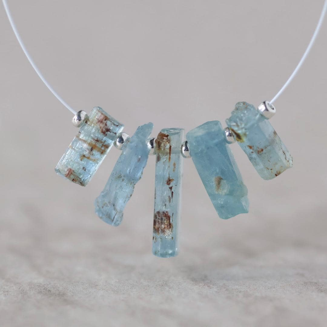 Minas Gerais Aquamarine Stick Beard Raw Gemstone Tubes Natural Brazilian Aquamarine Gemstone Briolettes for DIY Jewelry Making